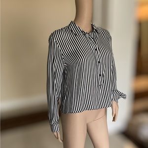Zara flowy white & black striped top NWOT Women Sz Medium